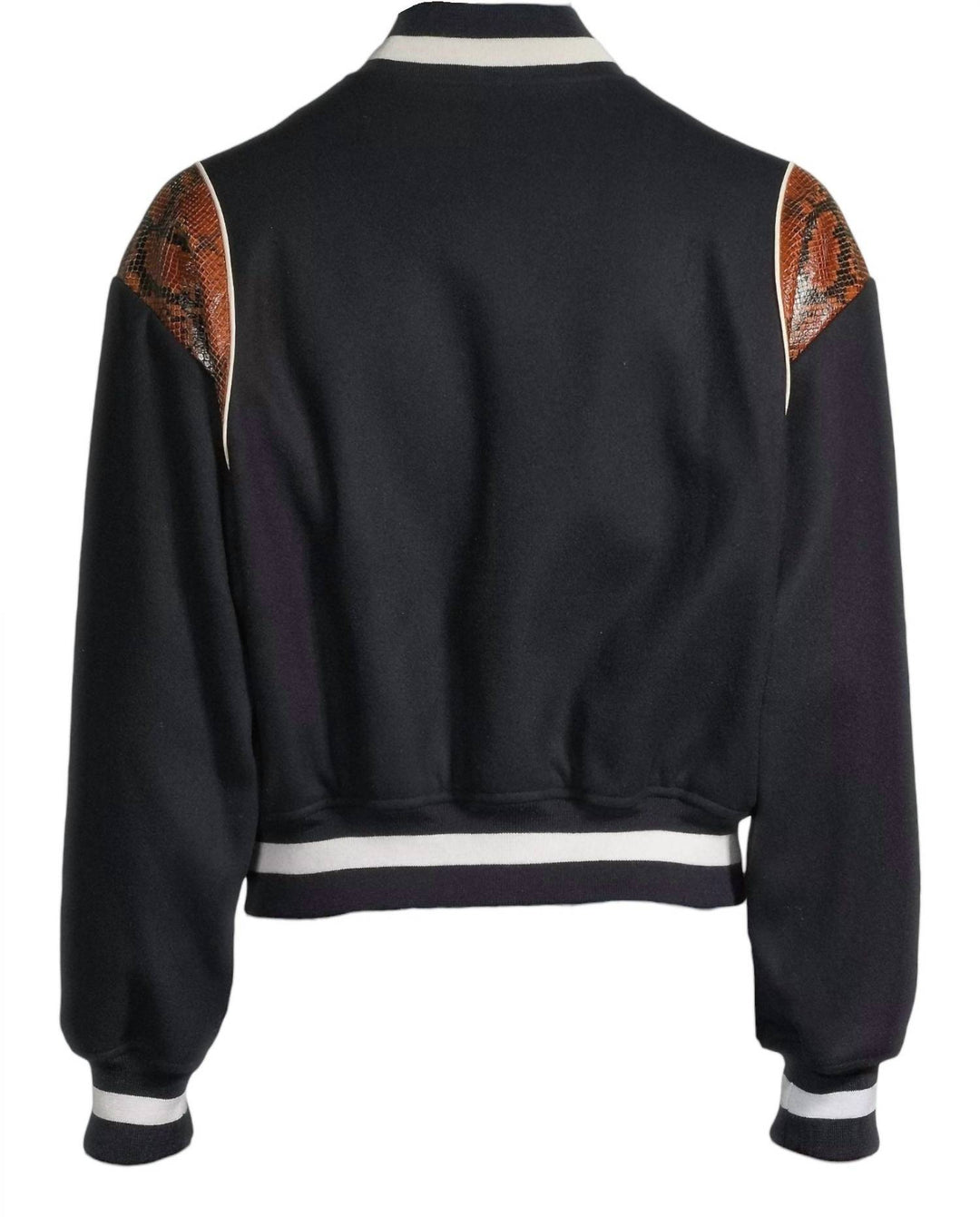 wool-blend snakeskin-embossed bomber jacket in navy