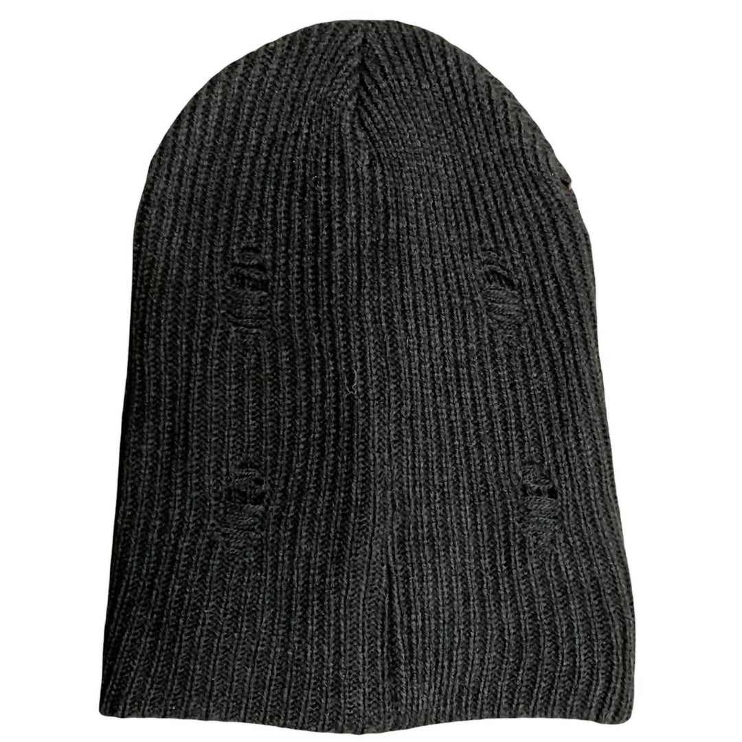 men's straight knit beanie in black