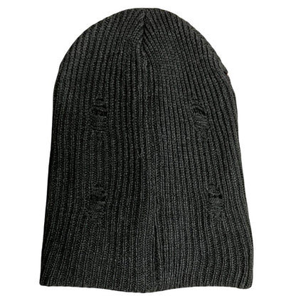men's straight knit beanie in black