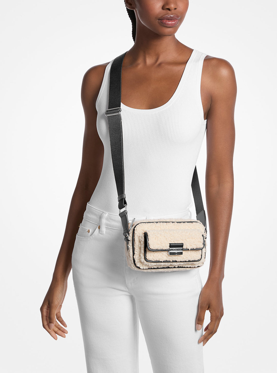 bradshaw extra-small faux shearling camera crossbody bag