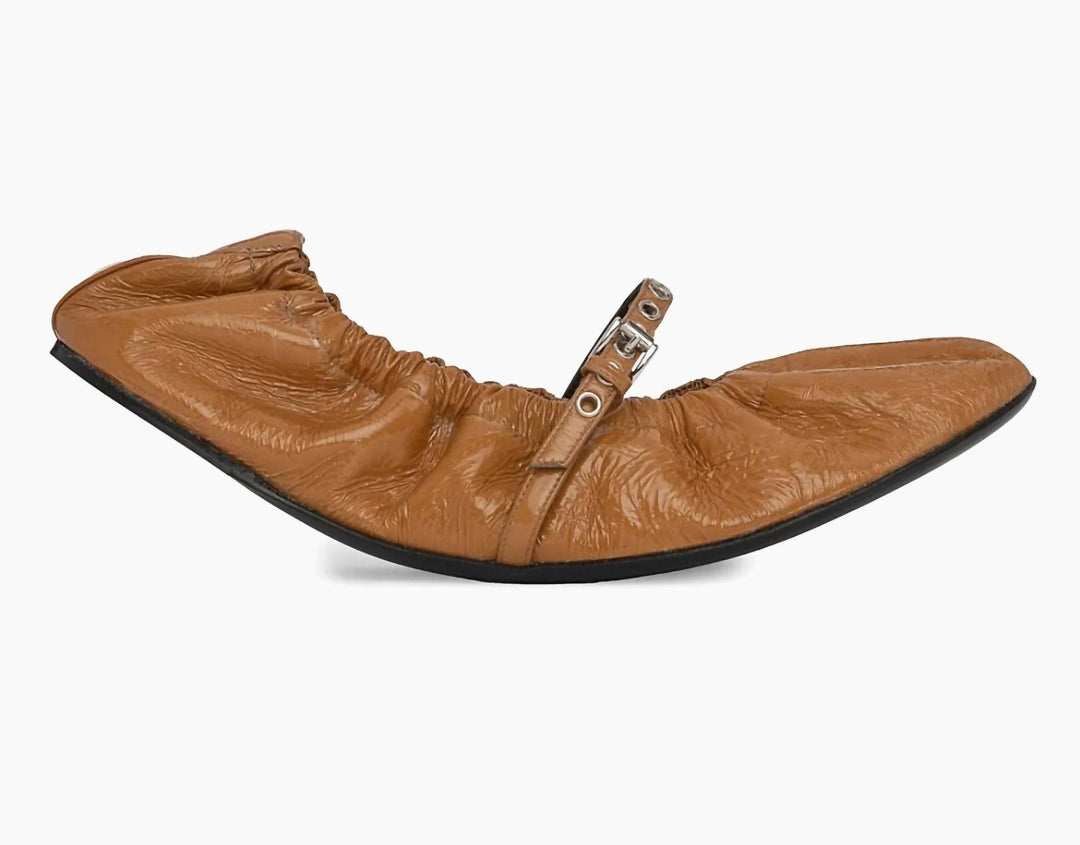 women's margot patent leather ballet flats in tan