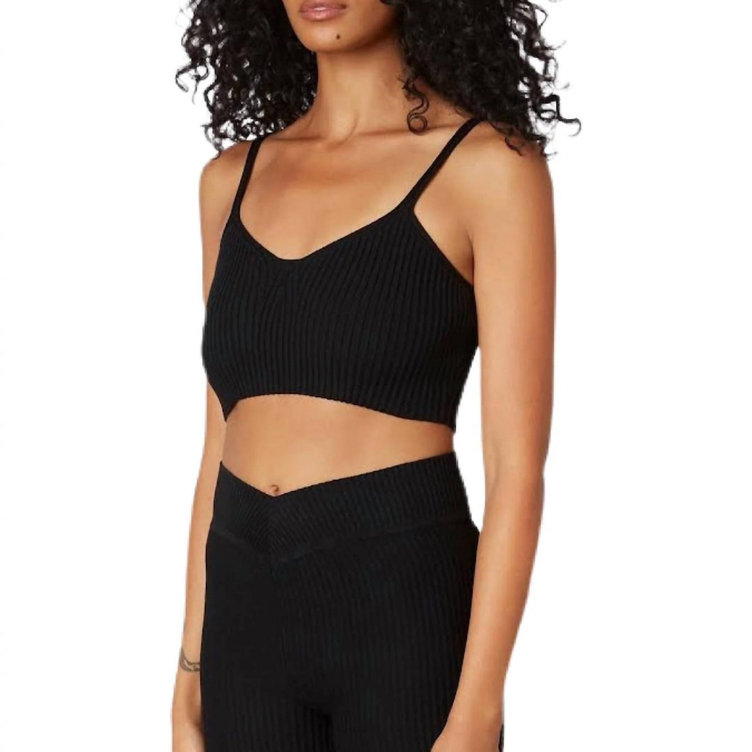 ribbed sweater bralette in black