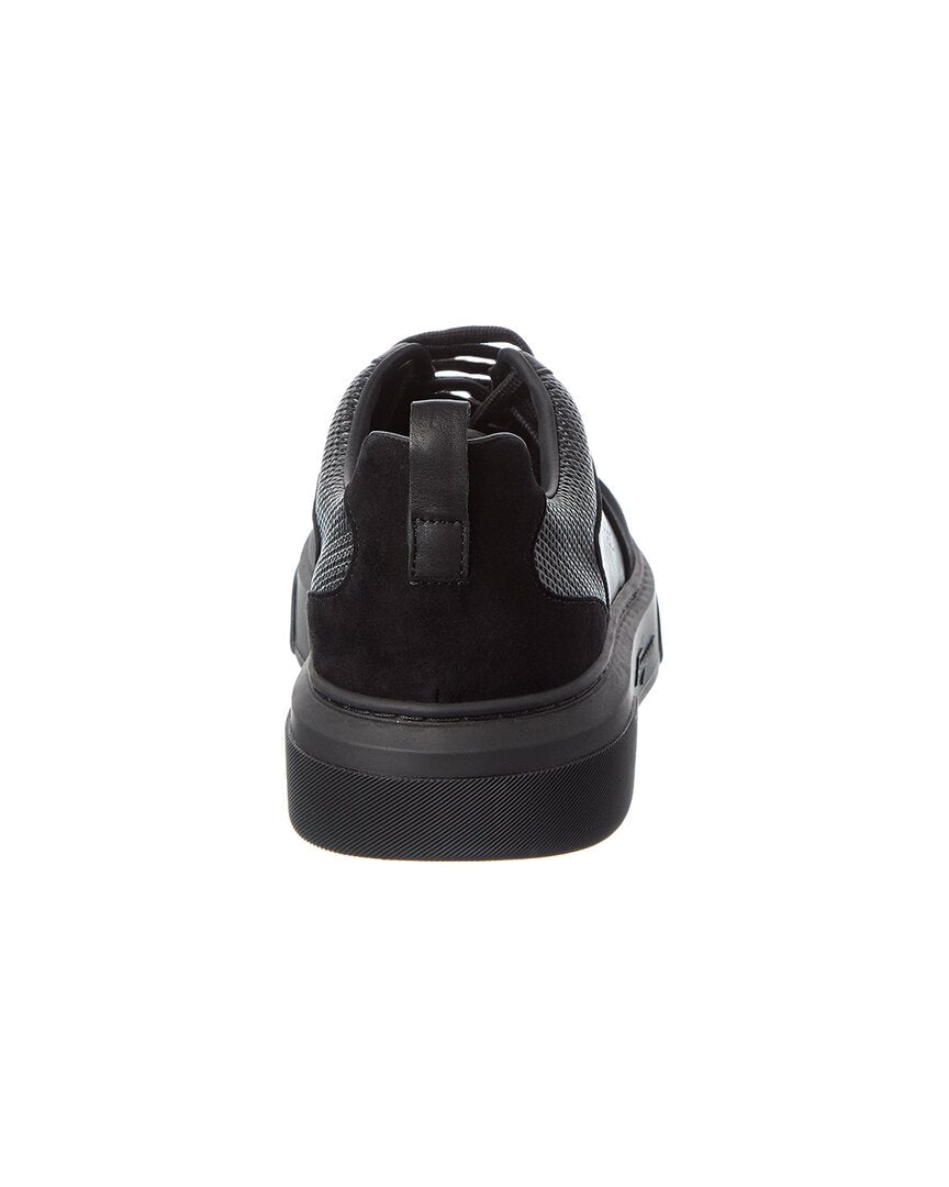ferragamo cassina leather & suede sneaker
