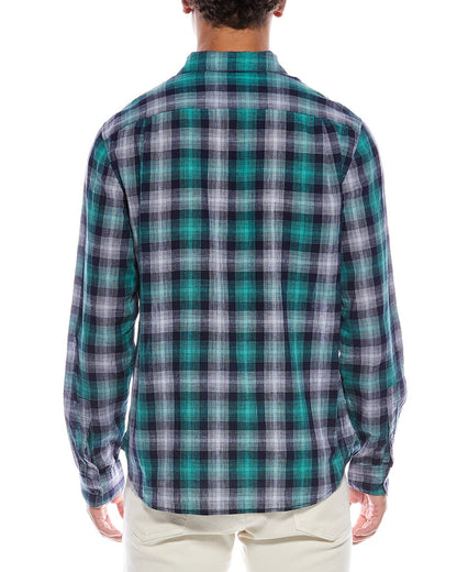 del mar plaid linen-blend shirt
