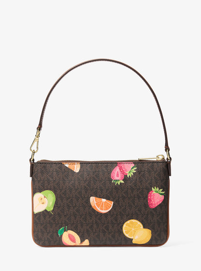 jet set travel small printed signature logo wristlet
