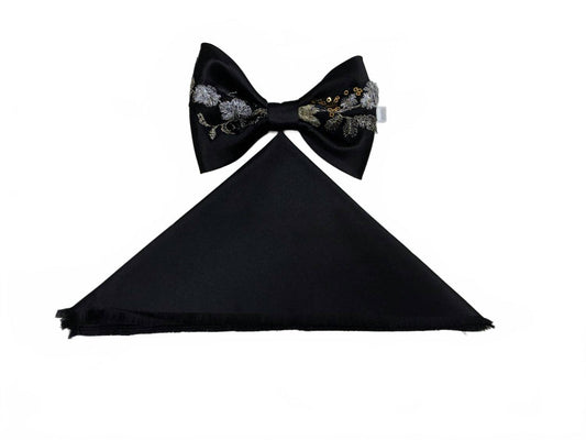 One Size - black with embroidered pattern