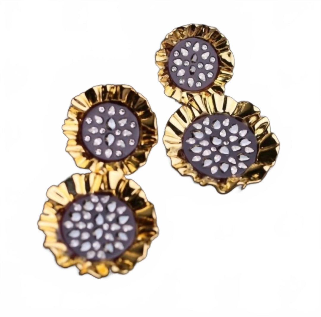 women's sunflower drop earrings in rootbeer