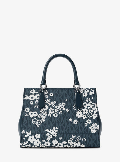 marilyn medium printed signature logo satchel