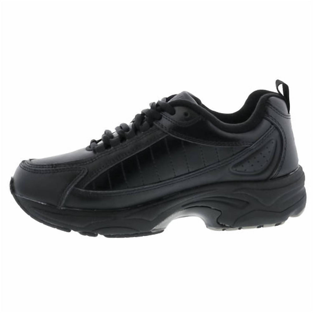 women's walking shoes in black leather