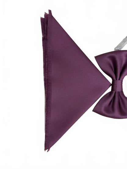 men's bow tie and pocket piece in sugar plum