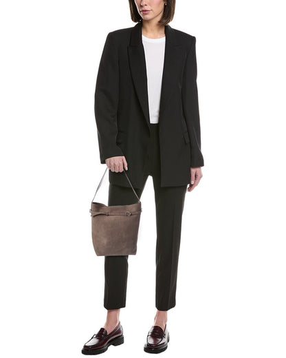 suede belted essentials bucket tote