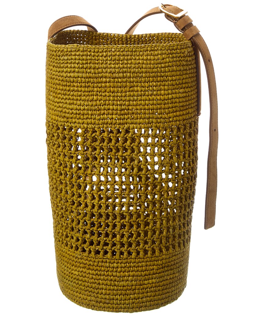 billie small raffia & suede bucket bag