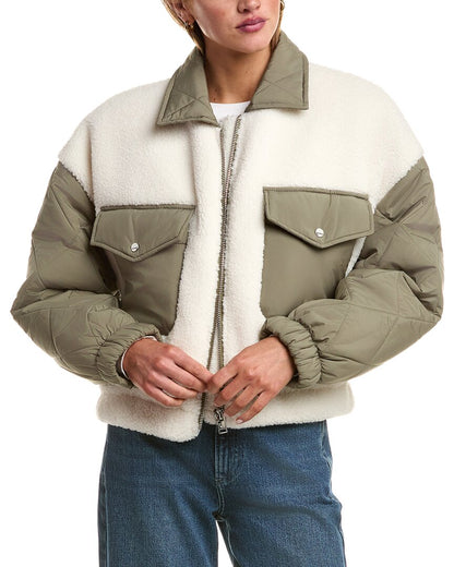 peyton mixed media bomber jacket