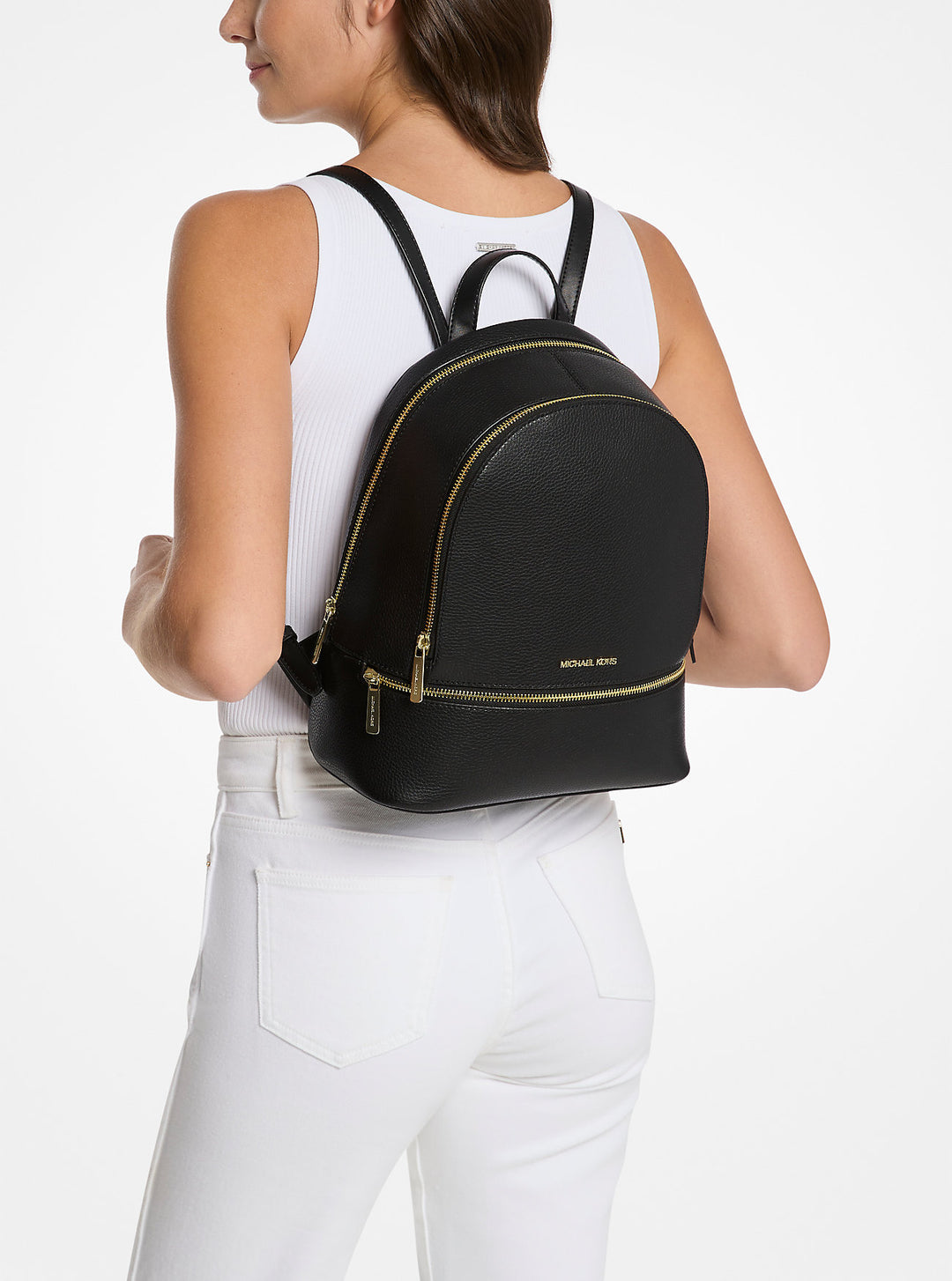 rhea medium pebbled leather backpack