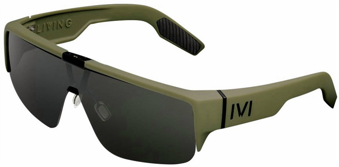 men's living sunglasses in matte olive / green grey lens