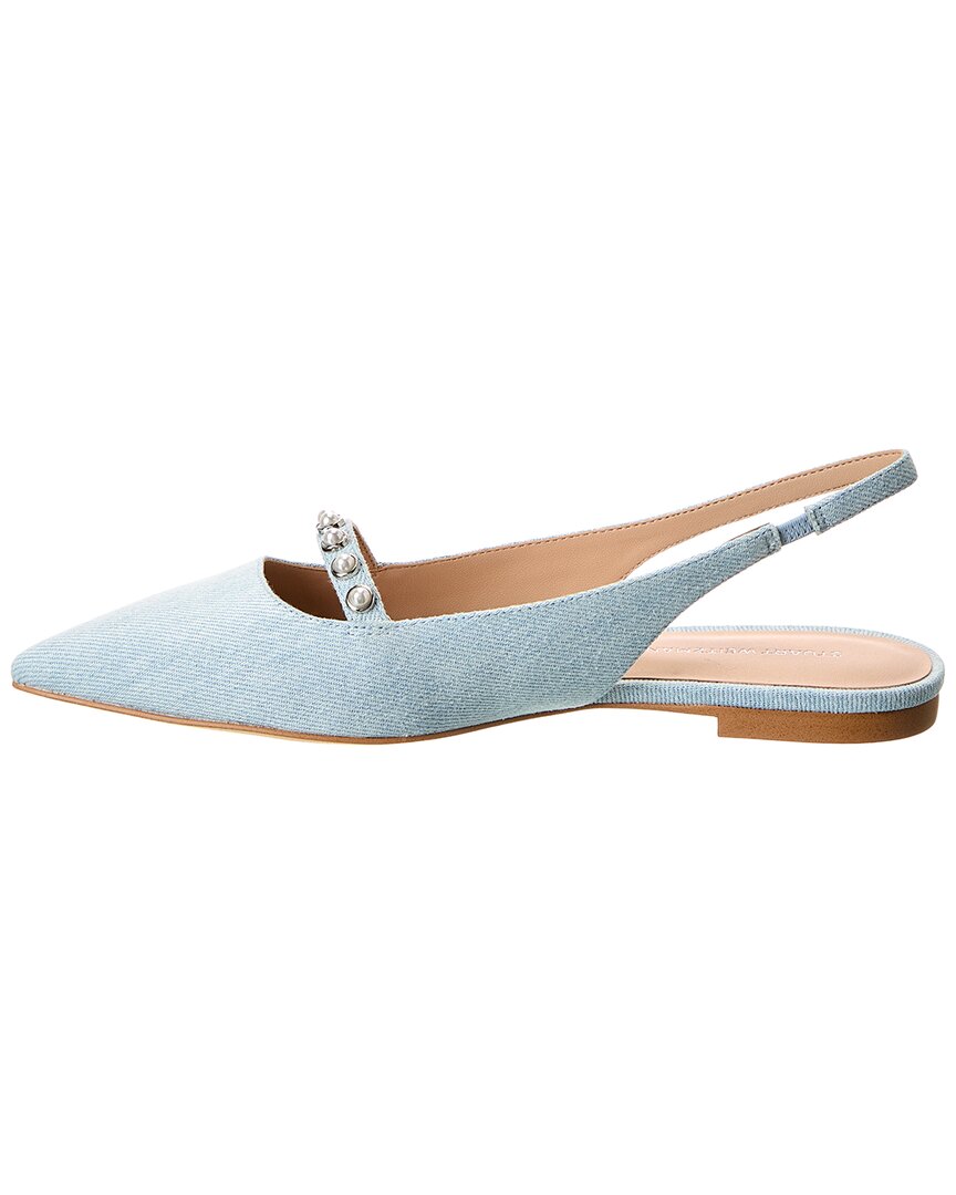 pearl denim slingback flat