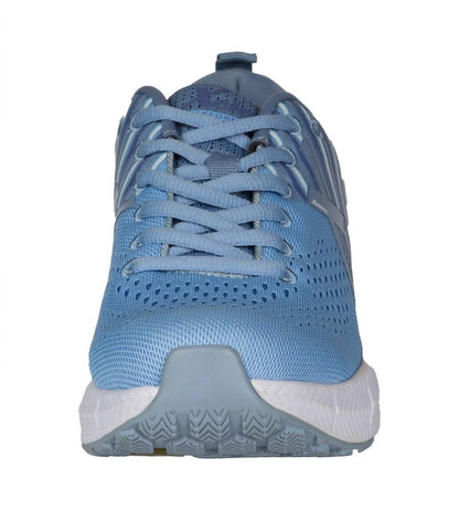 women's steadfast running shoes in light blue/white