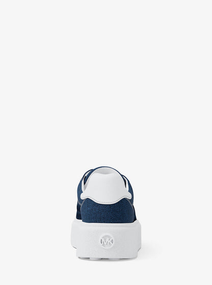 romey matelassé denim platform sneaker