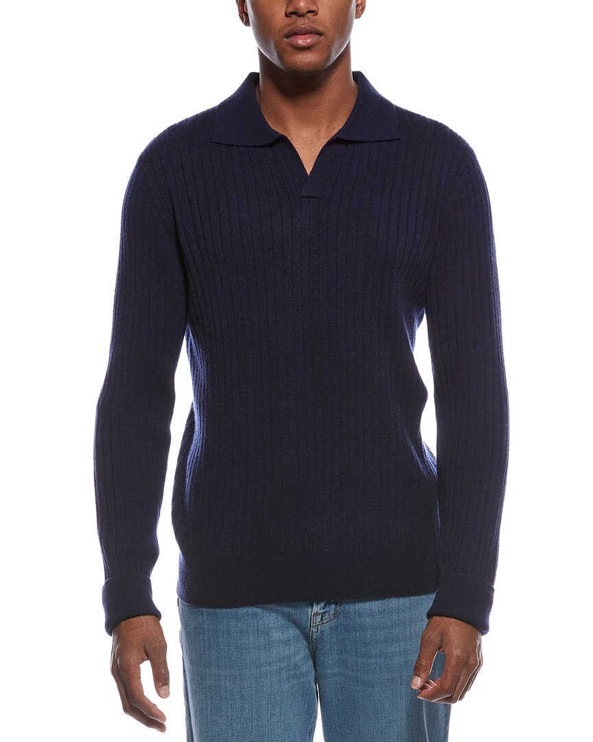 spread collar wool & cashmere-blend polo sweater