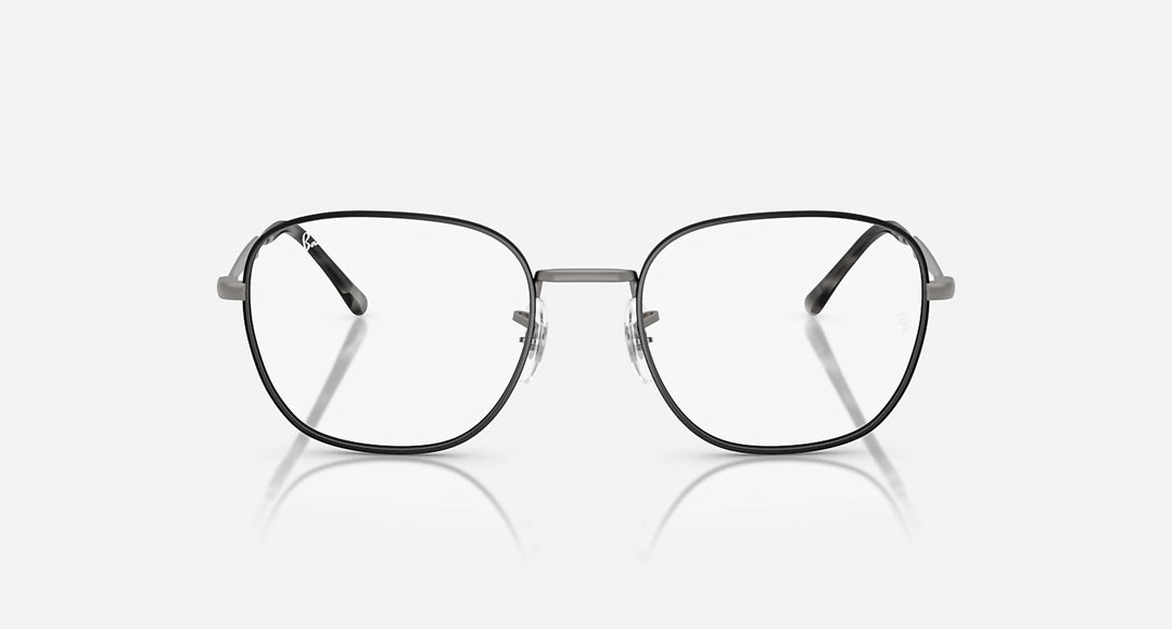 men's rx6534 metal eyeglass prescription frames in matte matte black on matte grey