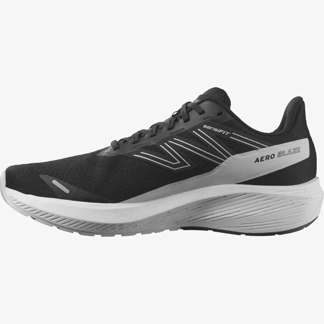 men's aero blaze running shoes in black / white / lunar rock