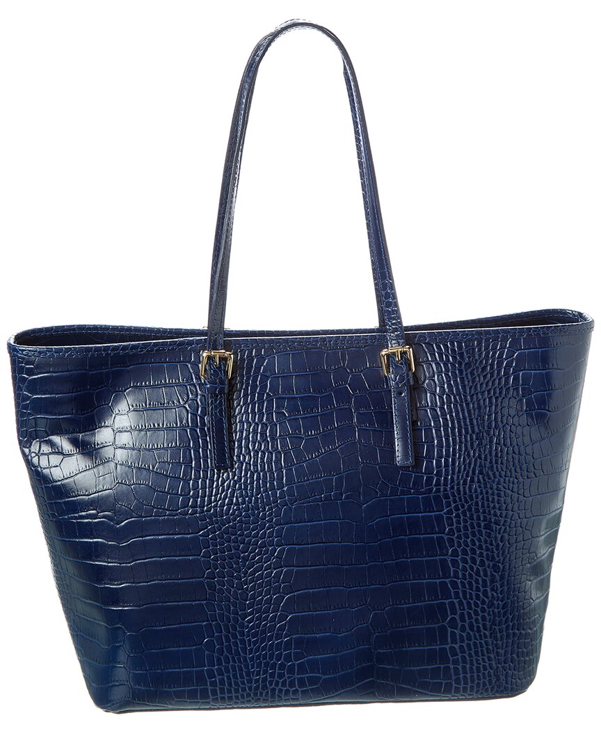 penny croc-embossed leather tote