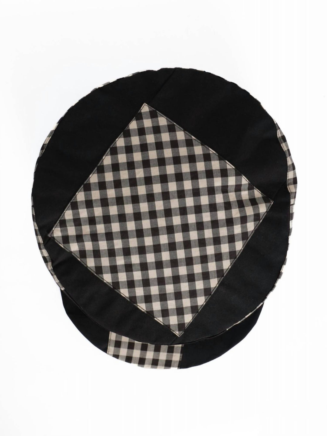 patchwork tam o'shanter hat in black/ecru