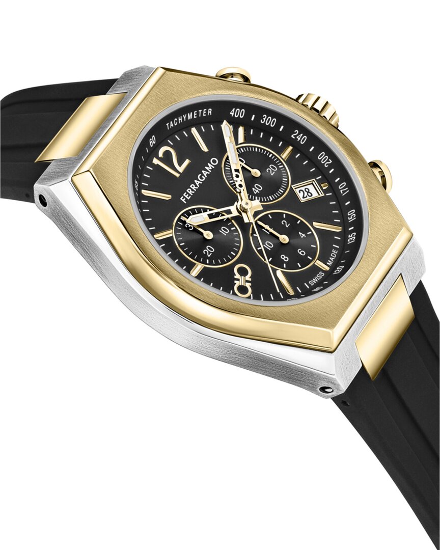 ferragamo men's tonneau chrono watch