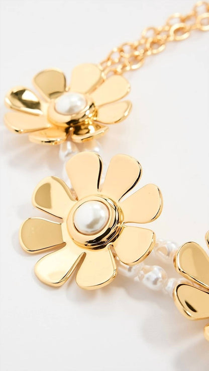 daisy choker necklace in gold