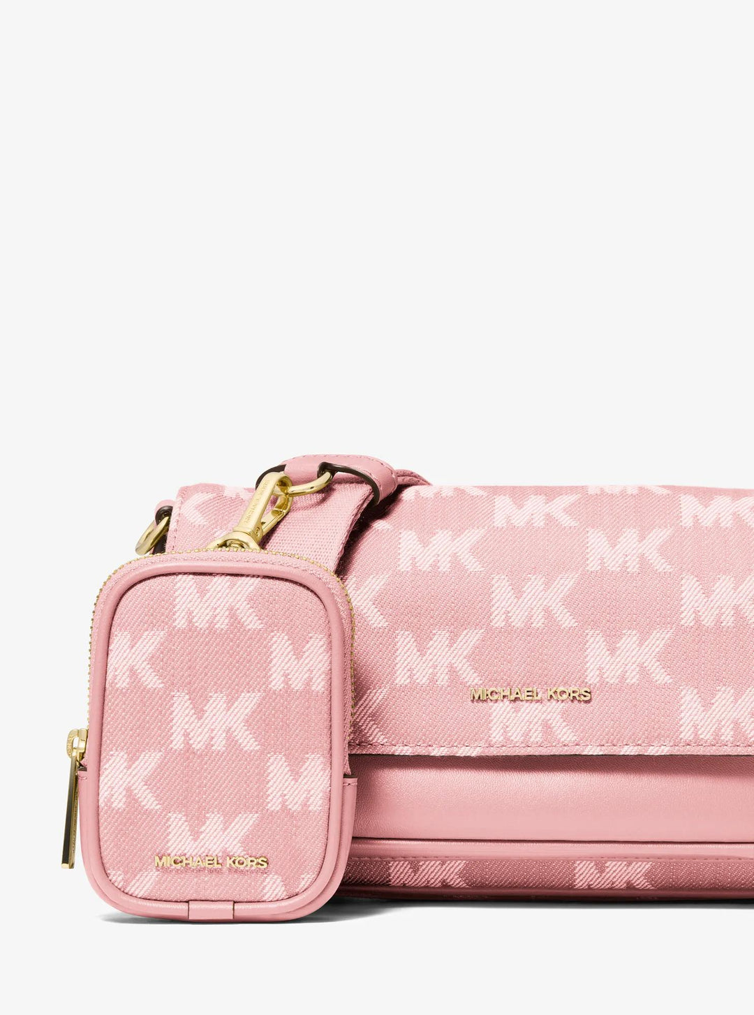 jet set travel small logo jacquard denim crossbody bag with pouch