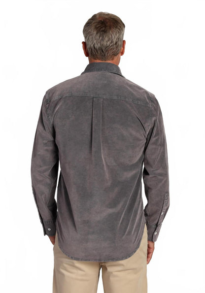 cozy cut cord work shirt in carbon