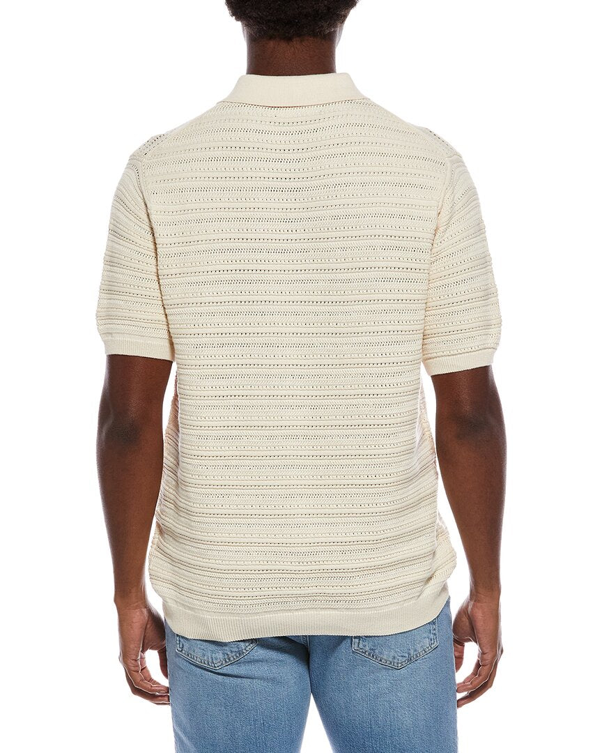 mixed weave stripe polo sweater