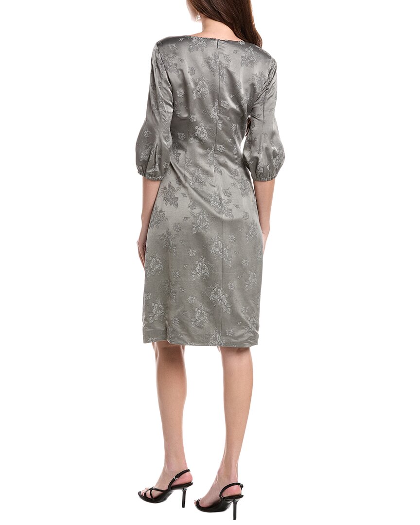 3/4-puff sleeves floral a-line dress