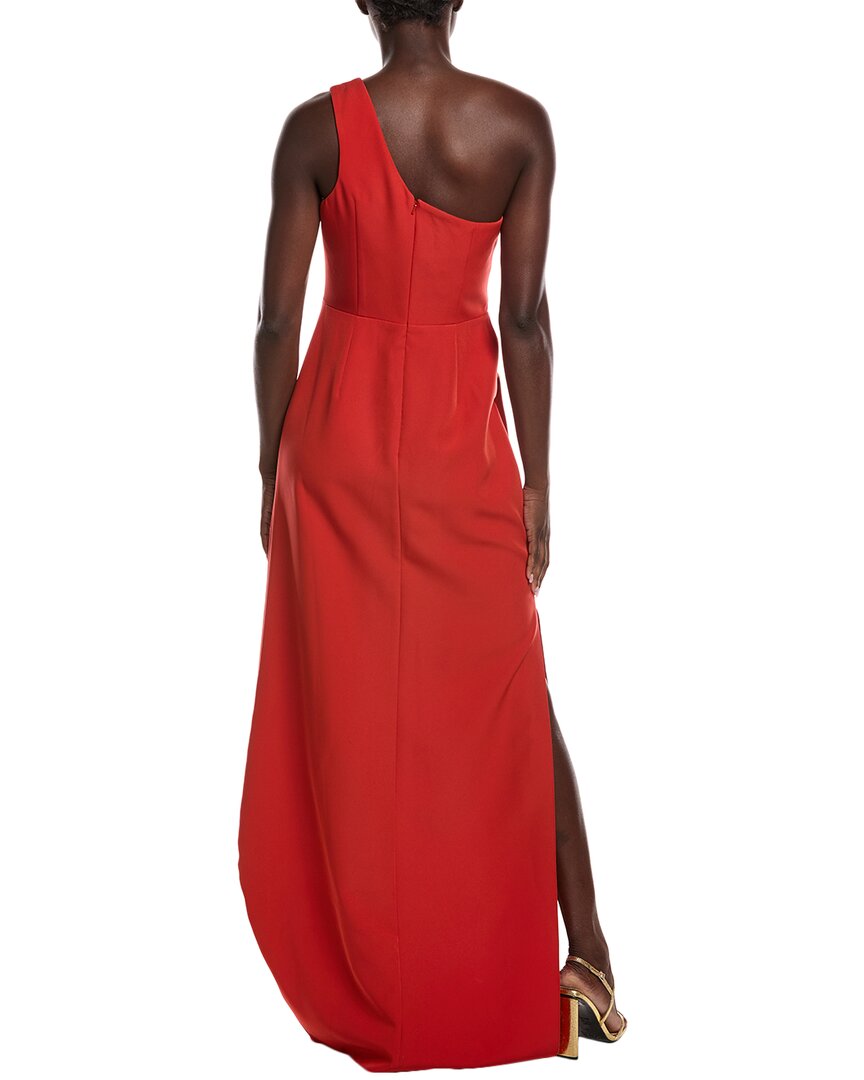 one-shoulder crepe gown