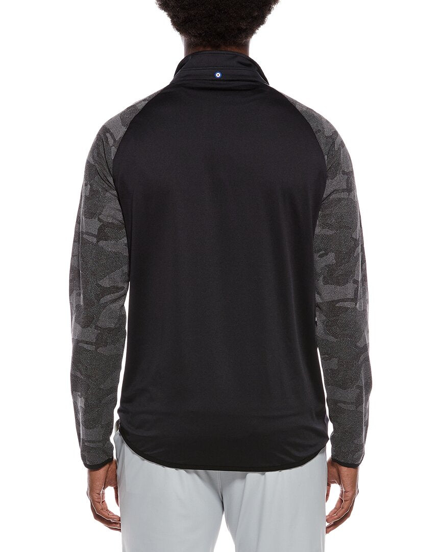 camo jacquard sleeve 1/4 zip pullover