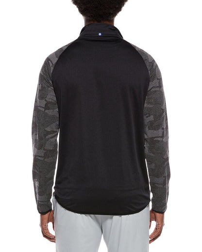 camo jacquard sleeve 1/4 zip pullover