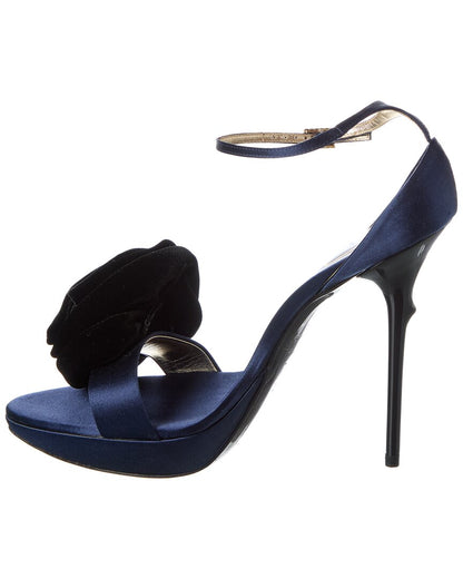 rose satin & velvet platform sandal