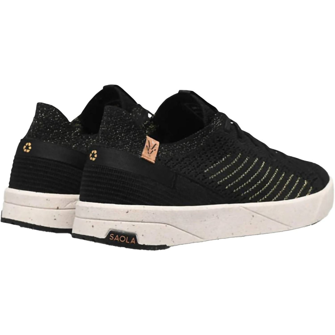 women's cannon knit 3 sneakers in black/gold
