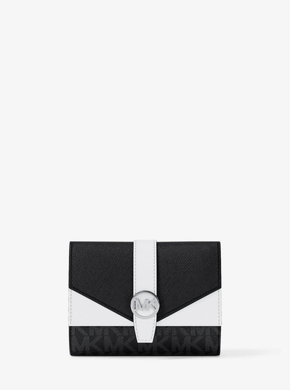 greenwich medium signature logo trifold wallet