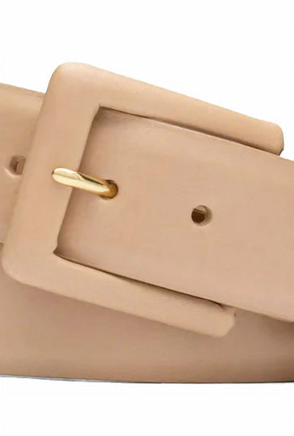 women's covered buckle belt in bone