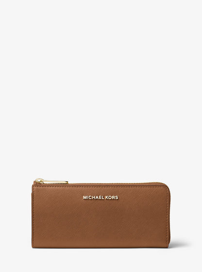 jet set travel large saffiano leather quarter-zip wallet