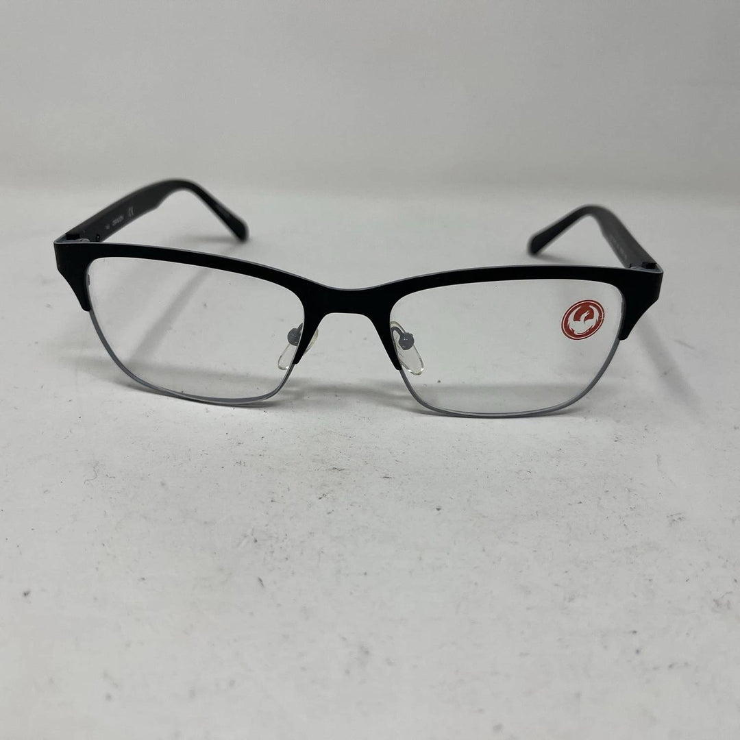 unisex dr163 heath rectangle eyeglasses in black silver