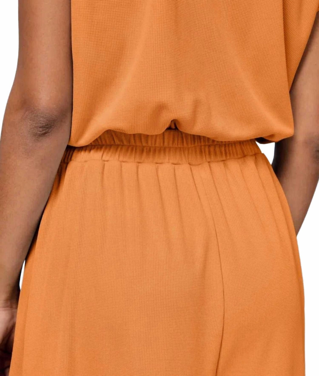 short sleeve wide leg jumpsuit in orange