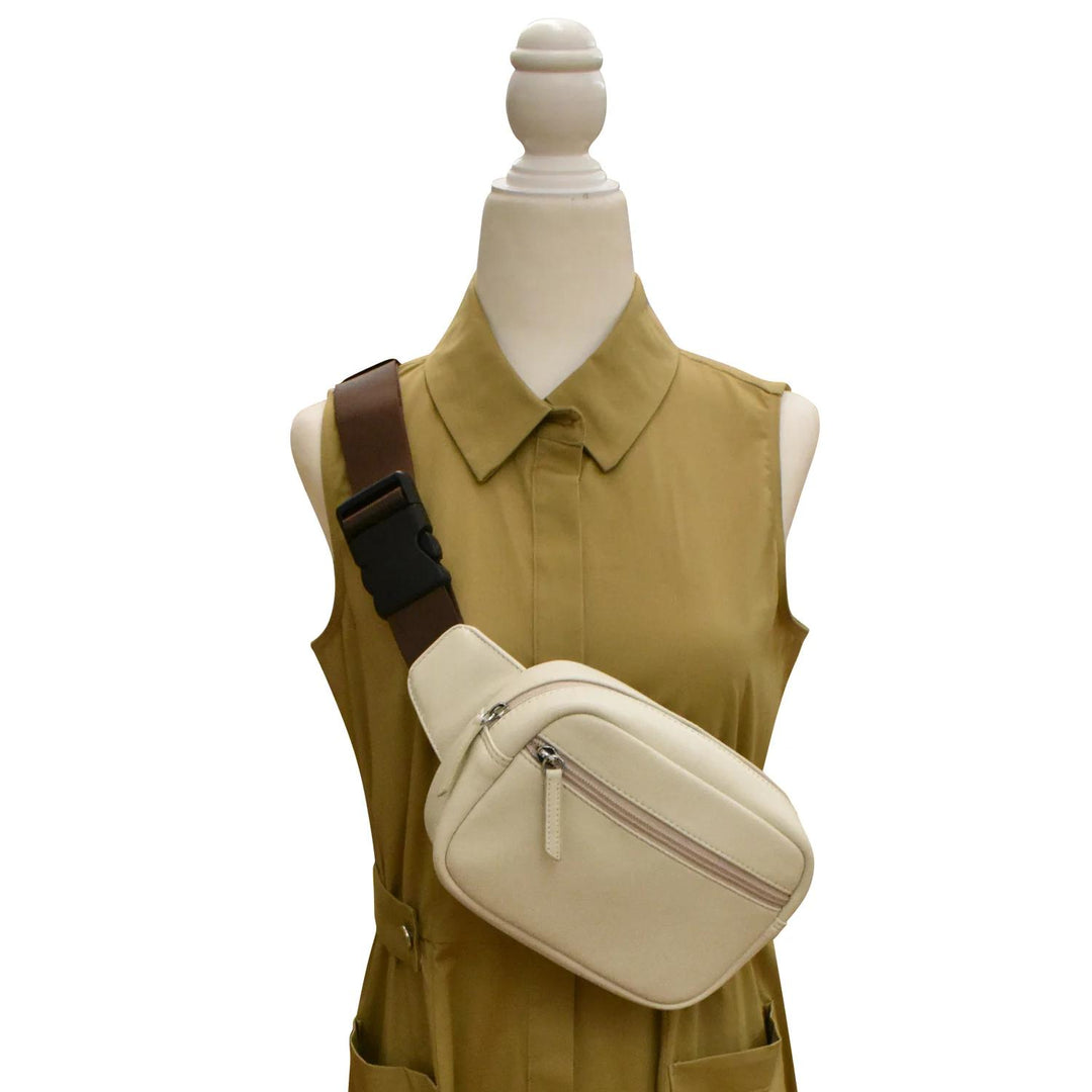 zip belt bag in bone