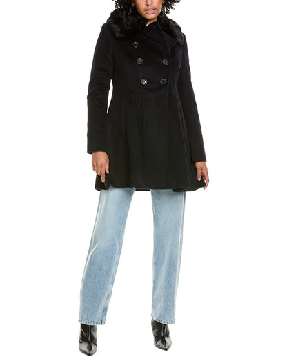 double-breasted wool-blend coat
