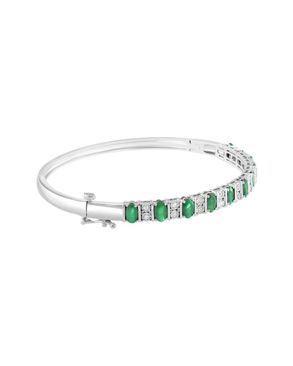 silver 2.86 ct. tw. diamond & emerald bracelet