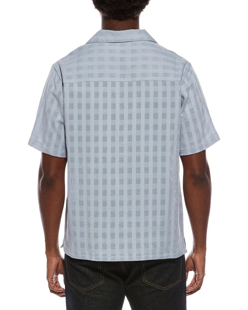 textured check camp collar shirt