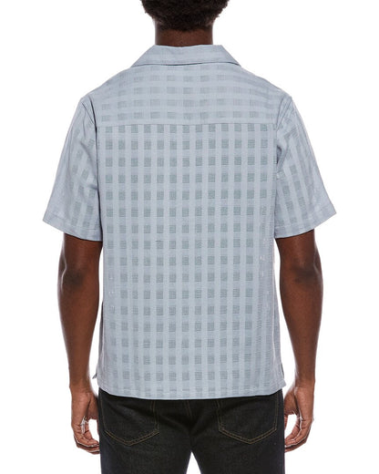 textured check camp collar shirt
