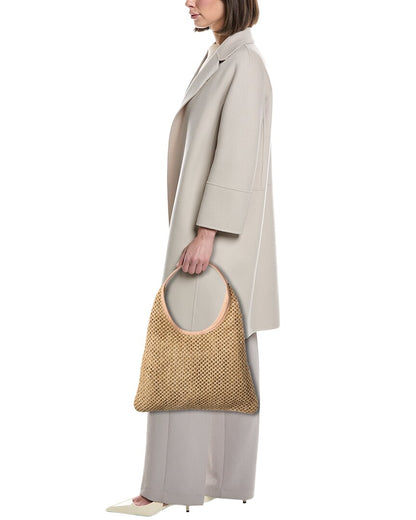 nola raffia & leather hobo