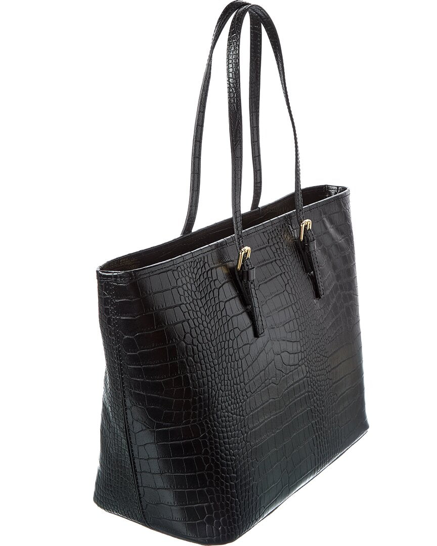 penny croc-embossed leather tote